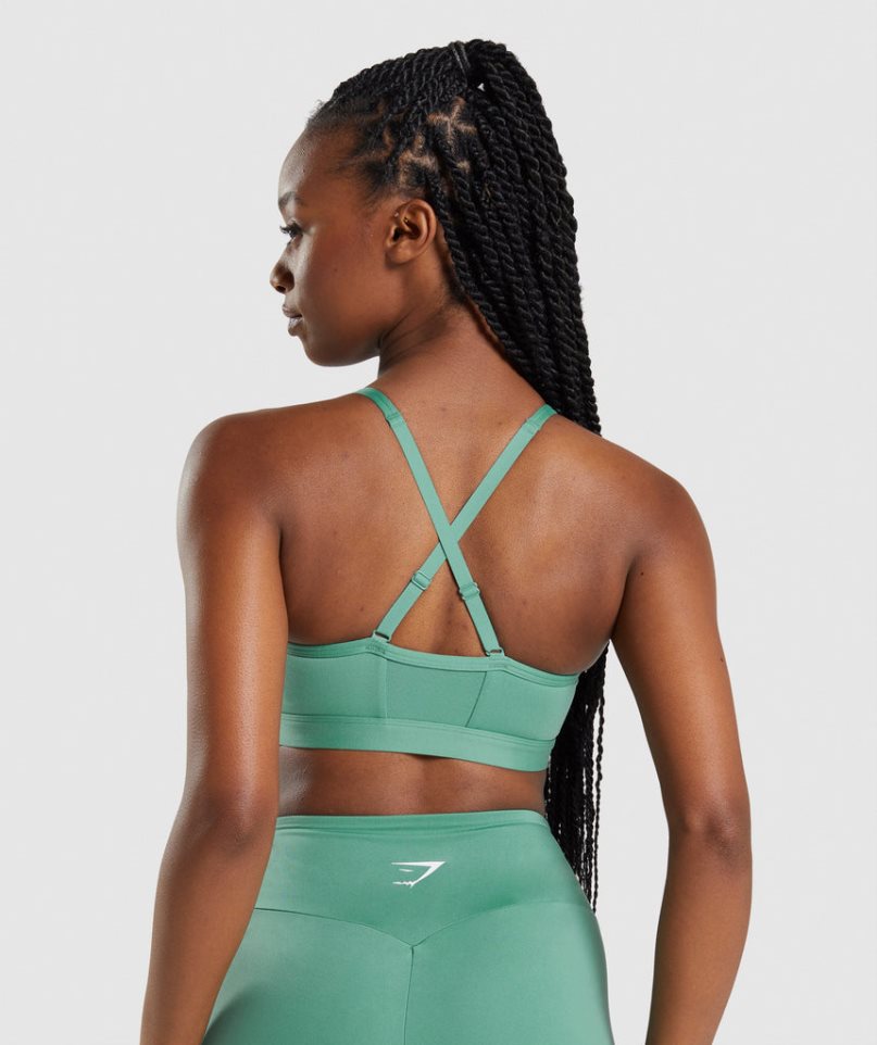 Women's Gymshark Ruched Sports Bra Green | CA D1N83A